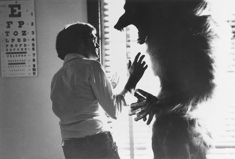 Joe Dante on the set of The Howling